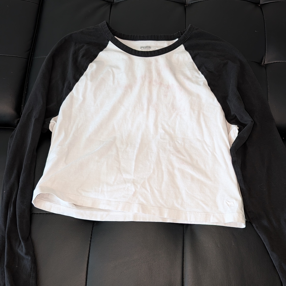 PINK Victoria's Secret Black and White Long Sleeve Tee